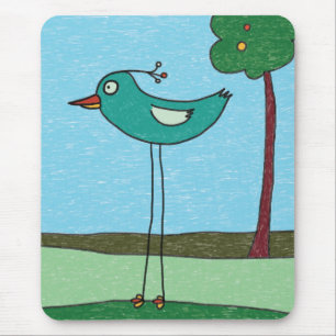 Mousepad, Cute Bird and Tree Mouse Mat