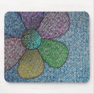 Mousepad Cute Denim Fabric Flower Customise It!