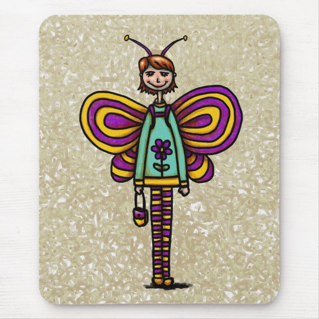 Mousepad, Cute Girly Butterfly Costume Mouse Mat (Front)