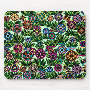 Mousepad Cute Retro Flowers and Butterflies