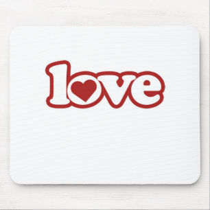 Mousepad, Cute Retro Love Design, Red & White Mouse Mat