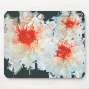 Mousepad Flowers White Black Cubist