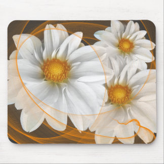 Mousepad Flowers White Black Orange