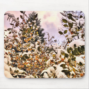 Mousepad Fresh Snow On Coloured Leaves