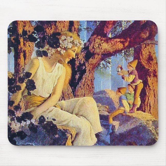 Mousepad: Girl with Elves - by Maxfield Parrish Mouse Mat (Front)