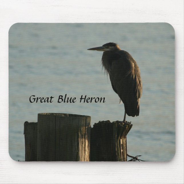 Mousepad:  Great Blue Heron Mouse Mat (Front)