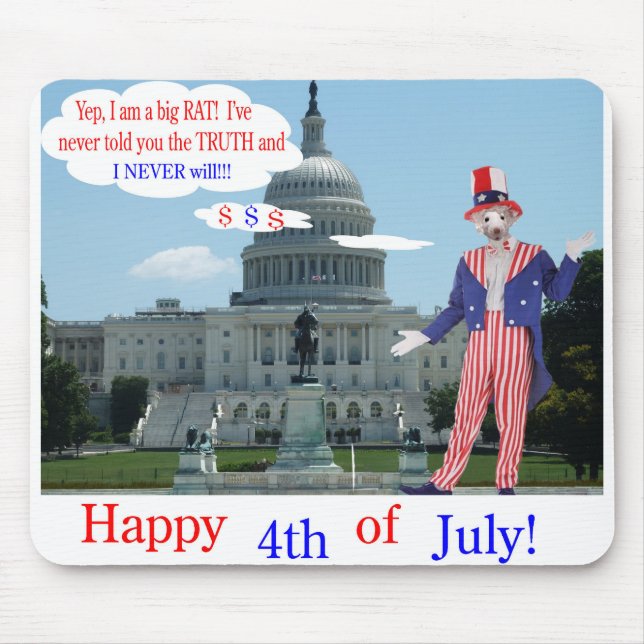 mousepad.  Happy 4th.  rat/unclesam Mouse Mat (Front)