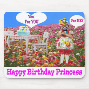 mousepad.  Happy Birthday Princess.  red panda/lit Mouse Mat