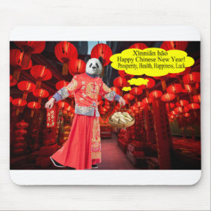mousepad.  Happy Chinese New Year.  panda/man Mouse Mat