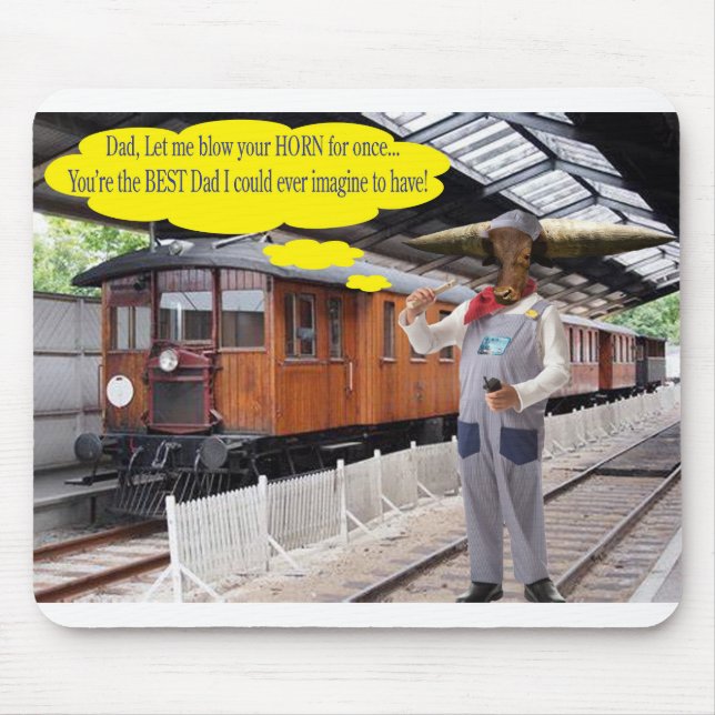 Mousepad.  Happy Father's Day.  cow/conductor Mouse Mat (Front)