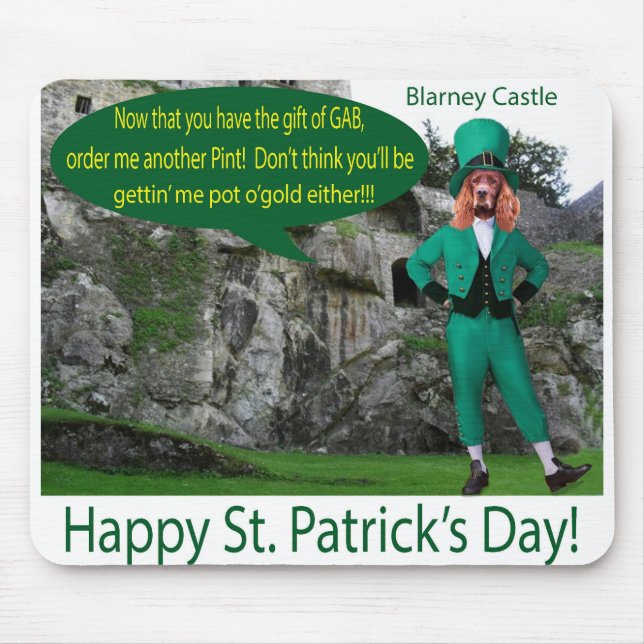 mousepad.  Happy St. Patrick's Day.  irish setter/ Mouse Mat (Front)