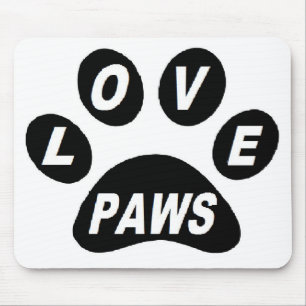 Mousepad Love Paws on Paws Black