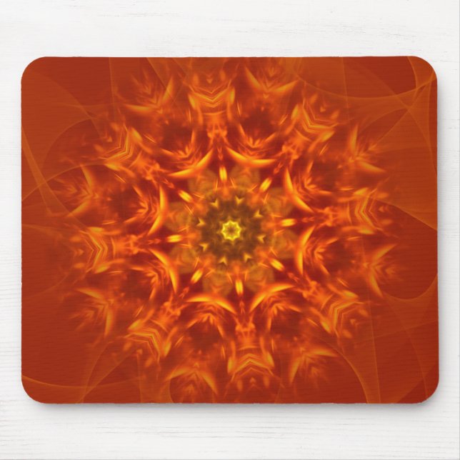 Mousepad Mandala Sunlight Orange Pattern (Front)