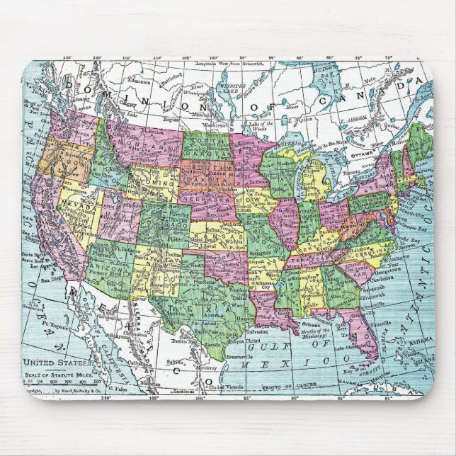 Mousepad:  Map of United States, 1921 Mouse Mat (Front)