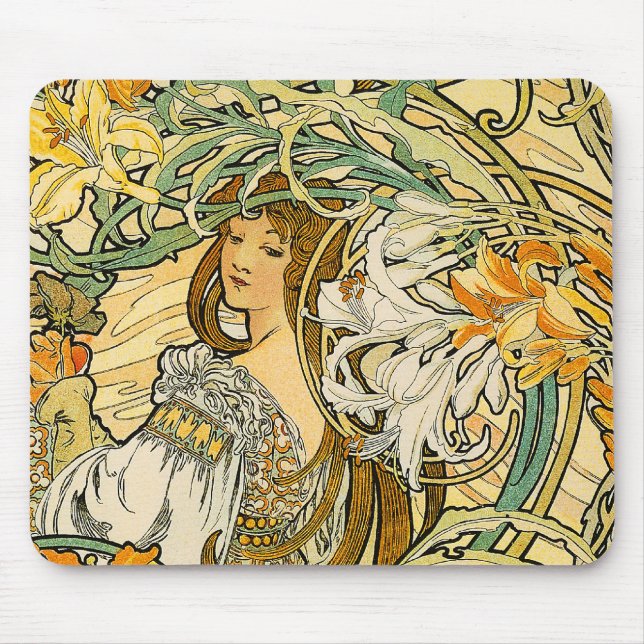 Mousepad:  Mucha - Language of Flowers Mouse Mat (Front)