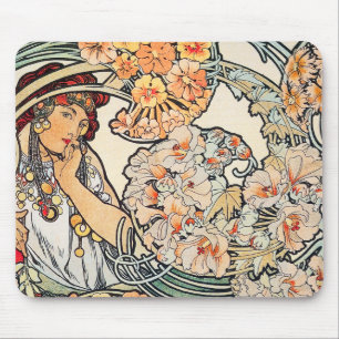 Mousepad: Mucha - Language of Flowers Mouse Mat