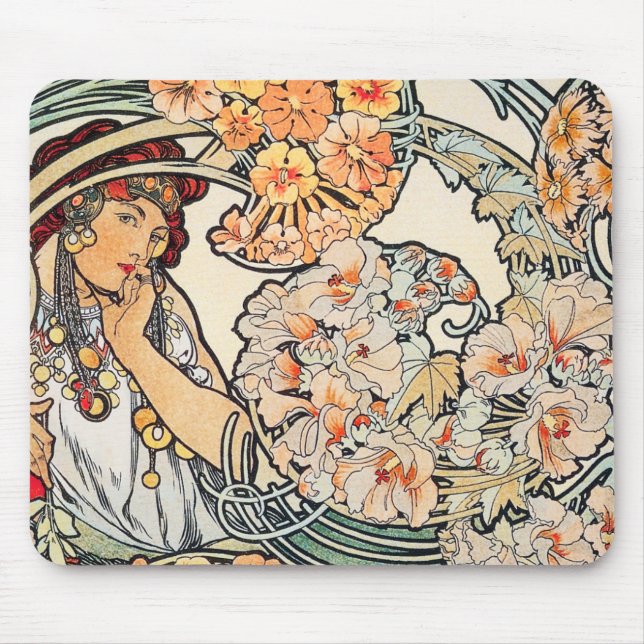 Mousepad:  Mucha - Language of Flowers Mouse Mat (Front)