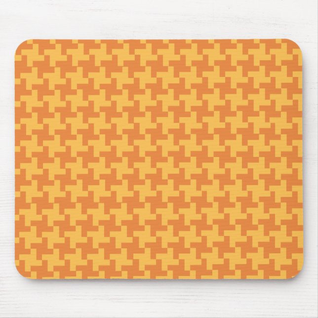 Mousepad, Orange Dogstooth Check Pattern Mouse Mat (Front)