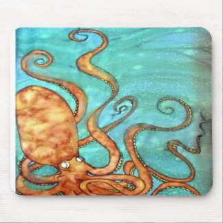 Mousepad: Original Hand Painted silk Octopus Mouse Mat