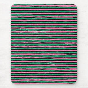 Mousepad, Painted Stripes, Green and Pink Mouse Mat
