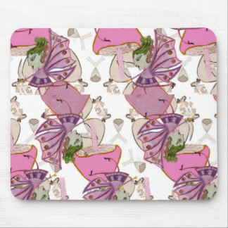 Mousepad pink mushroom fairies design 