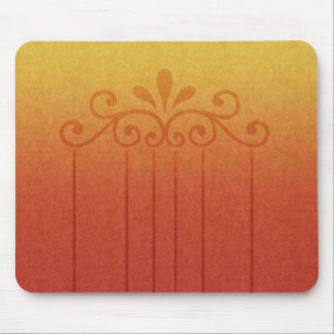 Mousepad, Pretty Orange & Gold Fleur Design Mouse Mat