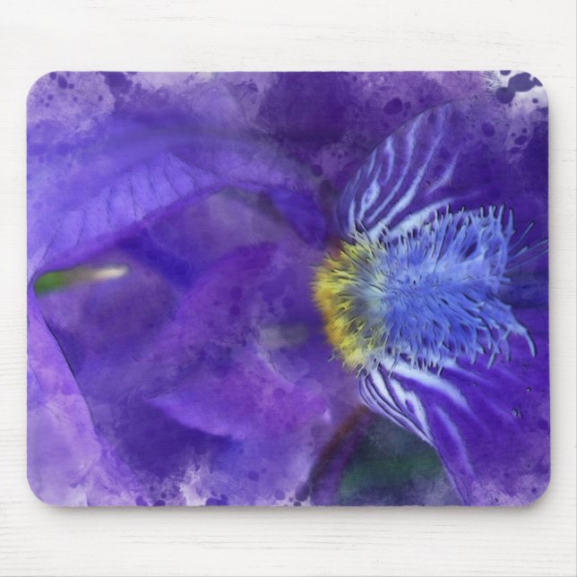 Mousepad Purple Iris Watercolor (Front)