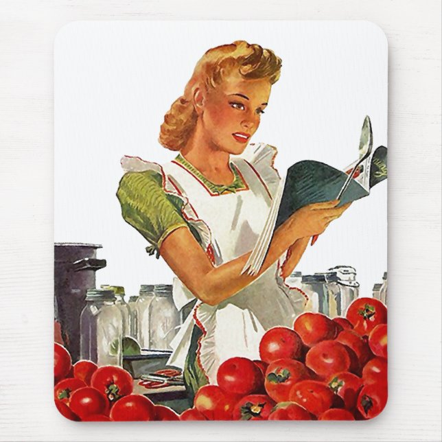 Mousepad ~ Retro Mid-Century Home Canning Tomatoes (Front)