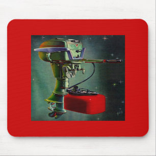 Mousepad Retro Outboard Motor & Red Metal Gas Tank