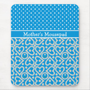 Mousepad to Personalise: Polkas Daisy Chains, Blue
