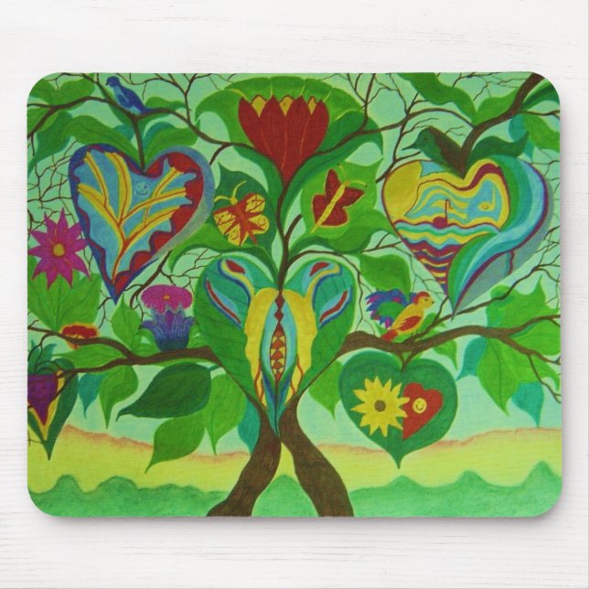 MOUSEPAD, TREE AND HEARTS MOUSE MAT (Front)