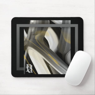 Mousepad Trend Abstract Art Black White Gold 