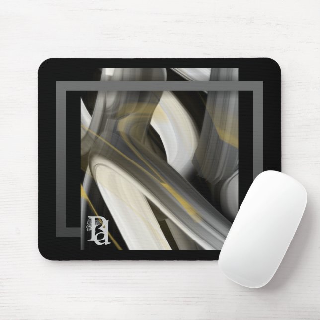 Mousepad Trend Abstract Art Black White Gold  (With Mouse)