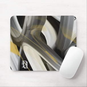 Mousepad Trend Abstract Art Black White Gold 