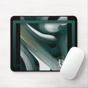 Mousepad Trend Abstract Art Black White Green