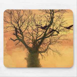 Mousepad Twisted Autumn Tree At Sunset