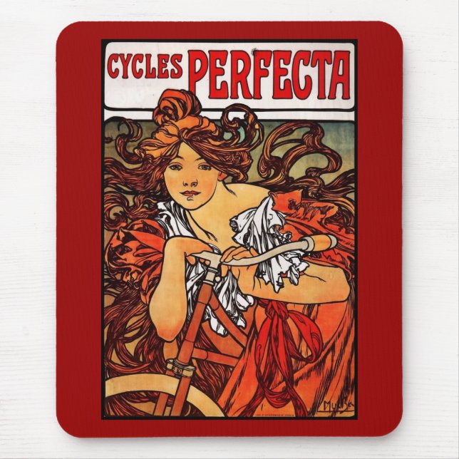 Mousepad Vintage Art Alfons Mucha 1902 Cycles (Front)