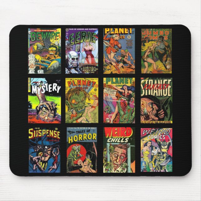 Mousepad Vintage Comic Book Covers Collage (Front)
