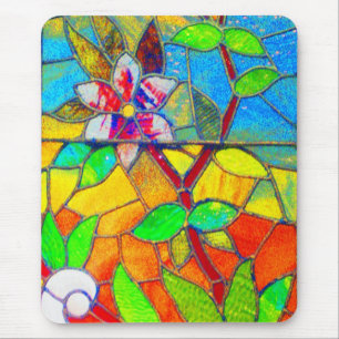 Mousepad-Vintage Stained Glass Art-8 Mouse Mat