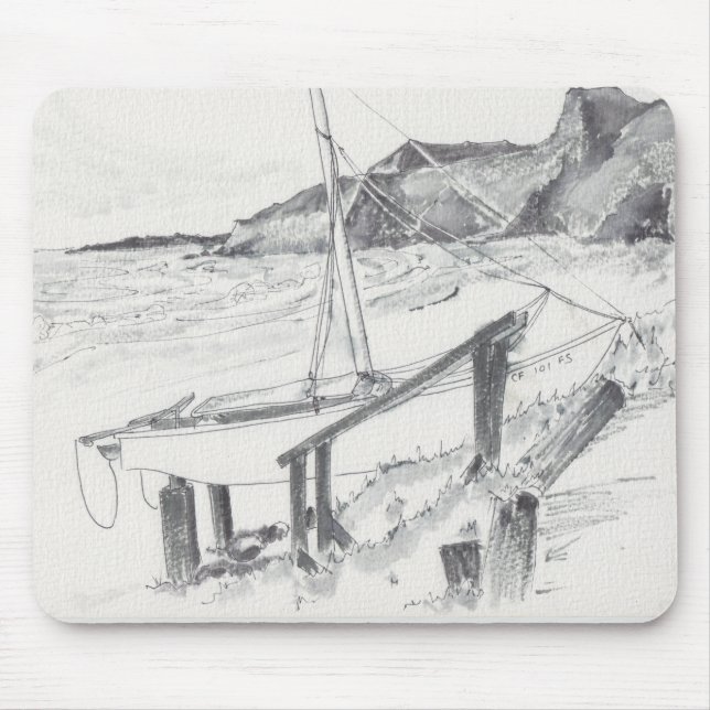 Mousepad Watercolor Sketch "Crystal Cove" (Front)