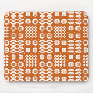 Mousepad: Welsh Tapestry Pattern, Brick Red, White Mouse Mat