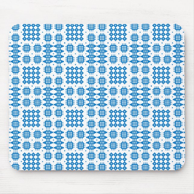 Mousepad: Welsh Tapestry Pattern, Bright Blue Mouse Mat (Front)