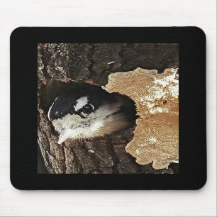 Mousepad with Downy Woodpecker - Vertical View