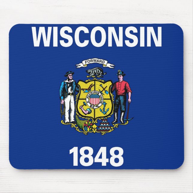 Mousepad with Flag of Wisconsin State - USA (Front)