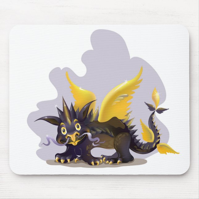 Mousepad with funny black dragon picture (Front)