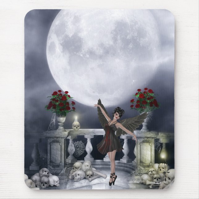 Mousepad with Gothic Angel Dancing & Moon (Front)