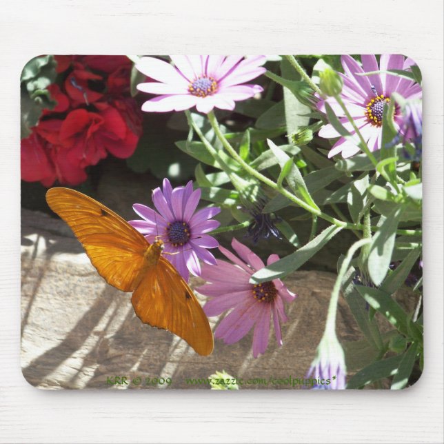 mousepad with orange butterfly and flowers (Front)