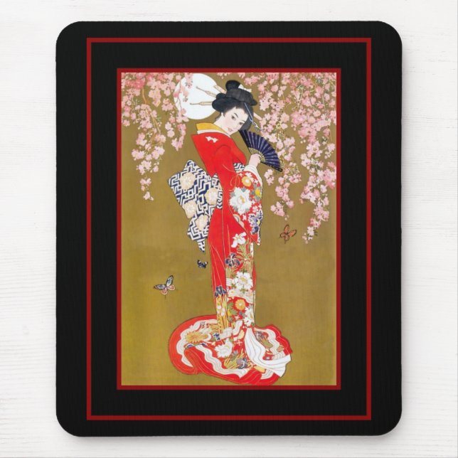 Mousepads Art Japanese Geisha Lady Vintage Poster (Front)