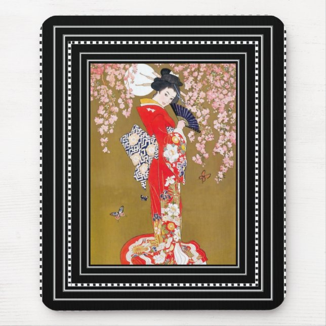 Mousepads Art Japanese Geisha Lady Vintage Poster (Front)