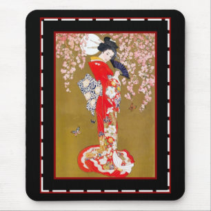 Mousepads Art Japanese Geisha Lady Vintage Poster